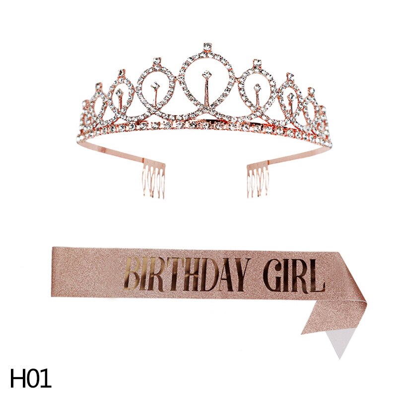 1 Set Băng Đô Vải Satin In Chữ Happy Birthday Và Vương Miện Trang Trí Tiệc Sinh Nhật Cho Bé