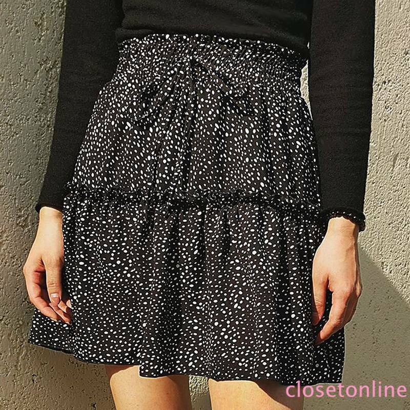 Sale Polka Dot Mini Skirts for Women Elastic Waist Pleated Beach Holiday CL | BigBuy360 - bigbuy360.vn