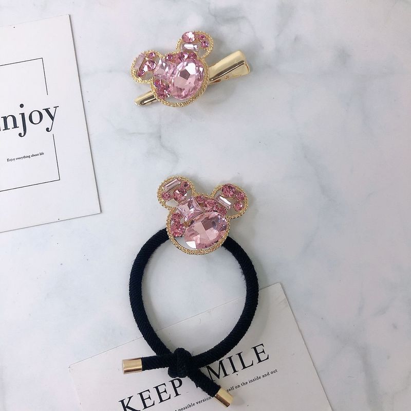 Dây buộc tóc/ kẹp tóc hình chuột Mickey mặt gương phong cách retro Pháp cổ điển