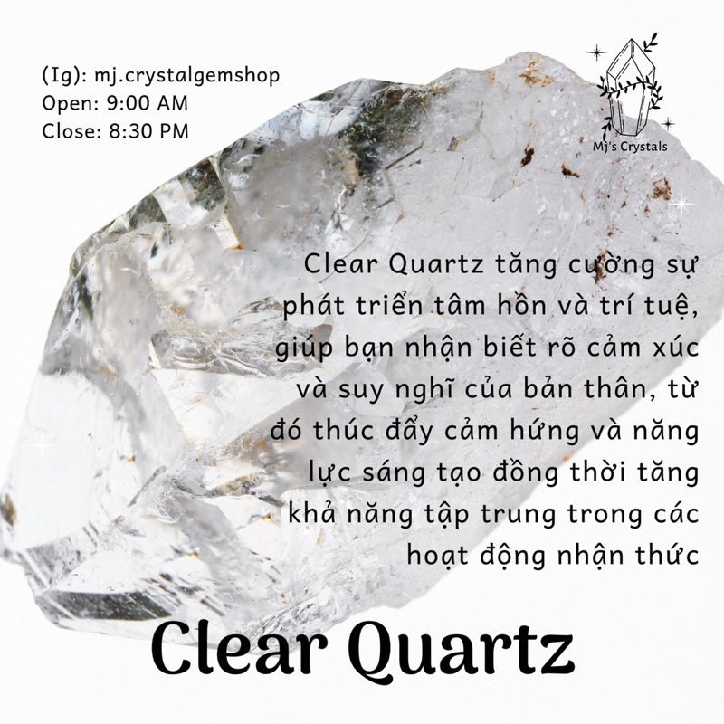 Đá thô Clear Quartz Brazil màu trắng đẹp  dùng sưu tầm, làm handmade, Reiki, thanh tẩy, thiền định