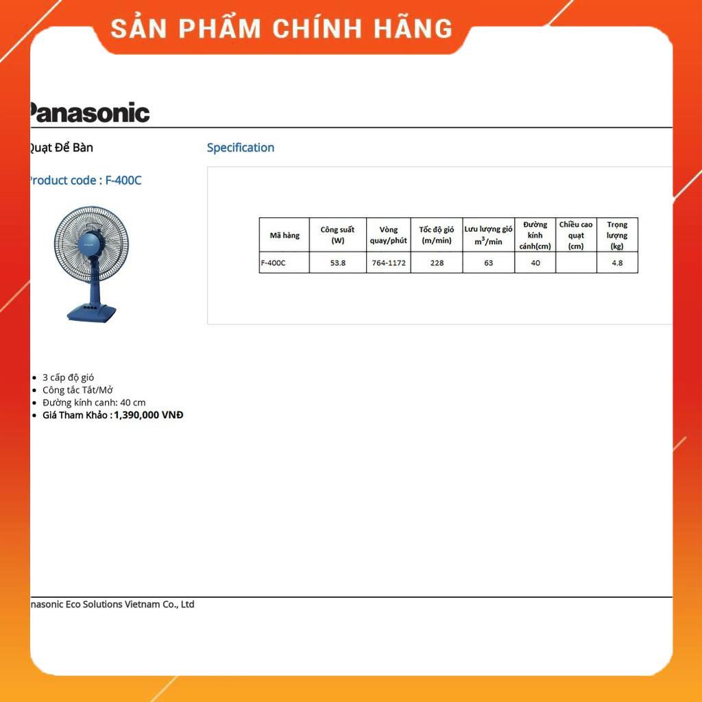 [FreeShip] Quạt bàn Panasonic F400C, Hàng chính hãng - Bảo hành 12 tháng