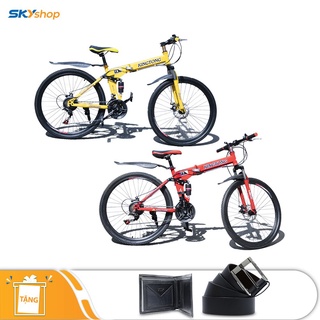 Xe đạp gấp gọn thể thao địa hình kingtong - tặng ví da và dây nịt thời trang