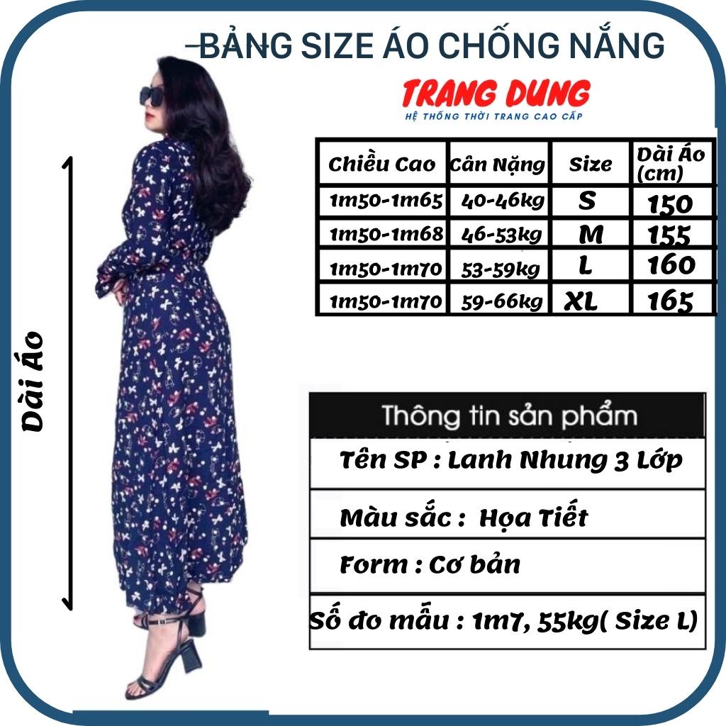 Áo Chống Nắng Nữ Toàn Thân 3 Lớp Vải Lanh Nhung Siêu Thoáng Mát Chống Tia UV
