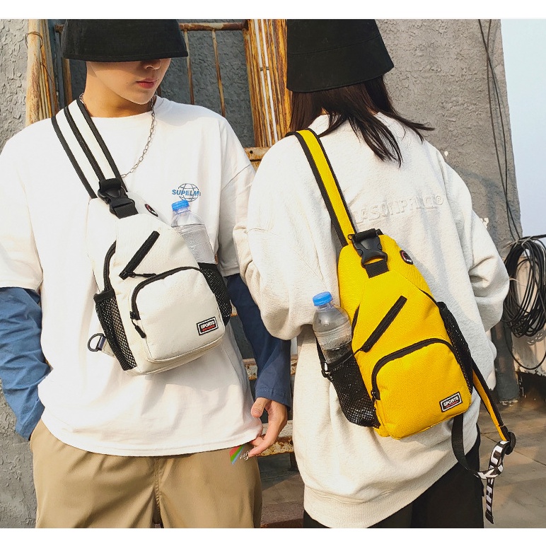 Túi đeo chéo nữ unisex 3 ngăn vải Oxford cỡ lớn đựng nhiều đồ, túi đeo chéo ngực phong cách uzzang