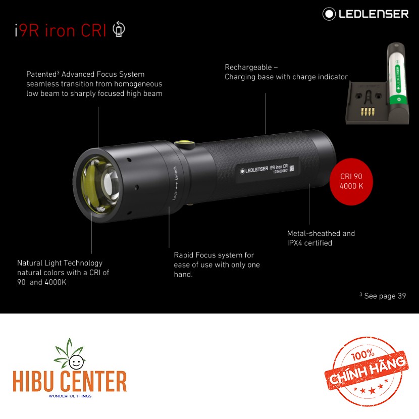 Đèn Pin Sạc Công Nghiệp LEDLENSER I9R IRON CRI - 500 Lumens - HIBUCENTER