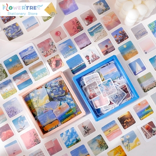 Flowertree Sticker Set 200 Nhãn Dán Phong Cách Tranh Sơn Dầu Độc Đáo Trang Trí Điện Thoại
