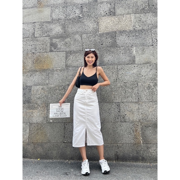 Chân váy jeans midi xẻ trước - JJN01