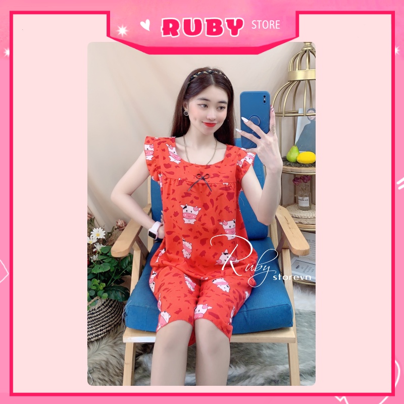 Đồ bộ nữ mặc nhà Bò Sữa Free Size họa tiết dễ thương, chất kate mềm mịn mát ❤ Rubystorevn