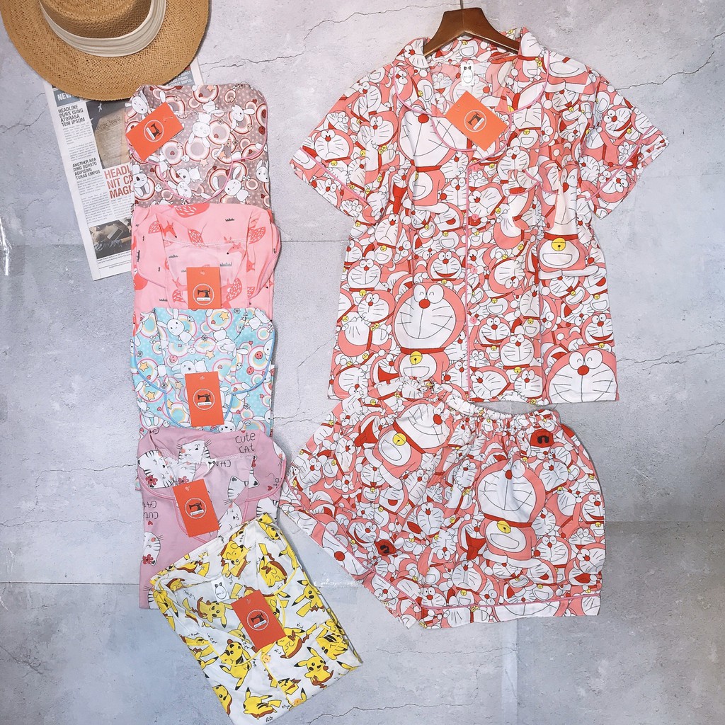 Bộ pijama nữ mặc nhà thô kate cộc đùi | BigBuy360 - bigbuy360.vn