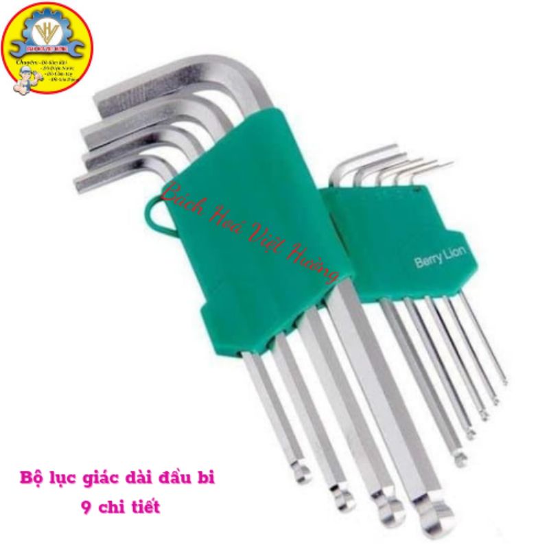 Bộ lục giác loại Dài đầu bi (cần chữ L) 9 chi tiết Berry chính hãng loại tốt