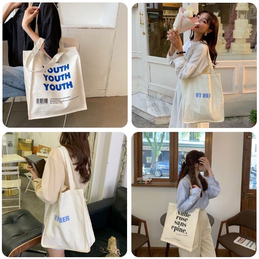 Túi tote đi học LATI size A4 cao cấp phong cách vintage Hàn Quốc