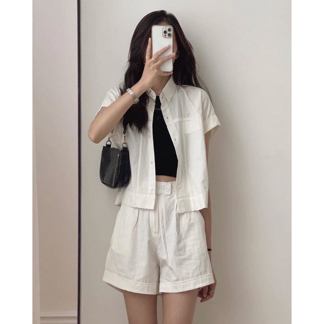 [Ảnh thật/Video]Set áo croptop kaki kèm quần cực ngầu Set bộ Ulzzang phong cách Hàn Quốc