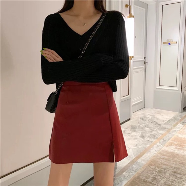 (Sẵn M/L) Chân váy da Quảng Châu / Váy chữ A da PU | BigBuy360 - bigbuy360.vn