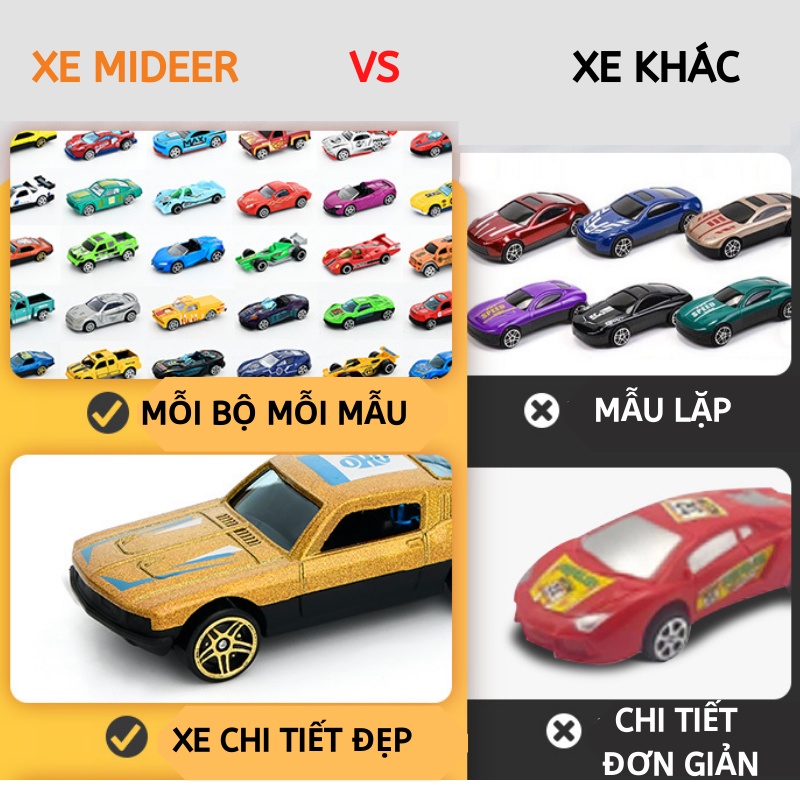 Mideer đồ chơi xe đua 30 mẫu hộp dạng vali làm quà tặng sinh nhật noel giáng sinh giống xe hóp wheels alloy racing cars
