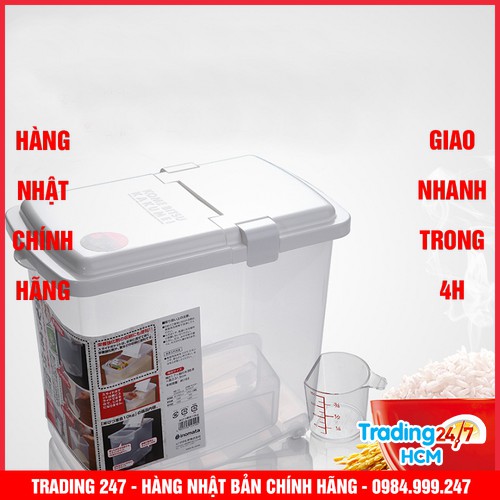 [Giao hàng HCM - 4h ] Thùng gạo 10kg nắp bật có bánh xe Nội địa Nhật Bản