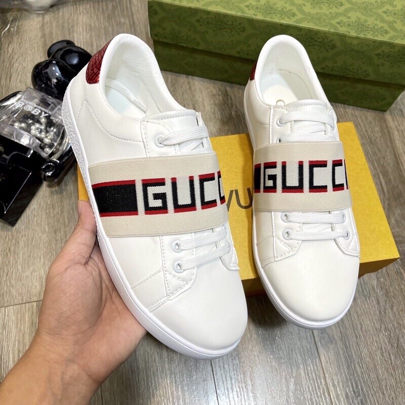 Giày thể thao Nam- Nữ Snacker G.C đai chun màu trắng full size 35-43