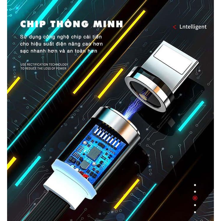 [ Siêu Phẩm ] - CÁP SẠC NAM CHÂM HỘP RÚT 3IN1 - KESHOW + combo 3 chân sạc Lightning, Micro usb, Type C.