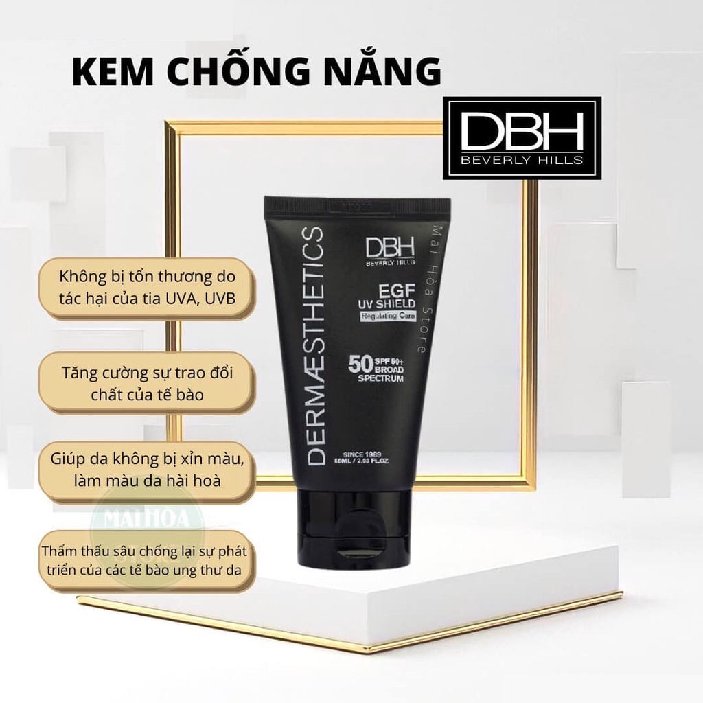Kem Chống Nắng DERMAESTHETICS DBH EGF FGF DNA UV Shield 50+ 60ml-kcn DBH Mờ Thâm Nám Tàn Nhang Trắng Sáng Da