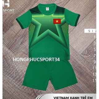 ÁO BÓNG ĐÁ VIỆT NAM TRẺ EM MÀU XANH