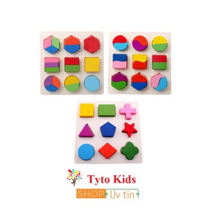 [Ana Kids] Combo 3 bộ lắp ghép hình học gỗ - đồ chơi gỗ an toàn trí tuệ cho bé FRESHIP 99k