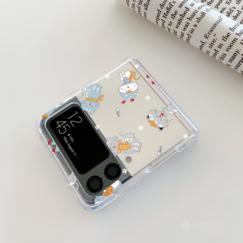 Ốp Điện Thoại Hình Mèo Hoạt Hình Cho samsung z flip z 4 / z flip3 5g