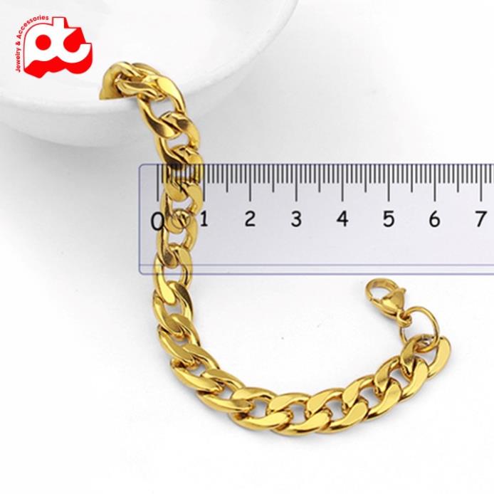 Lắc tay nam cao cấp thời trang rẻ đẹp titan thép không gỉ kiểu lặc đơn PT JEWELRY màu mạ vàng PTLTNA123