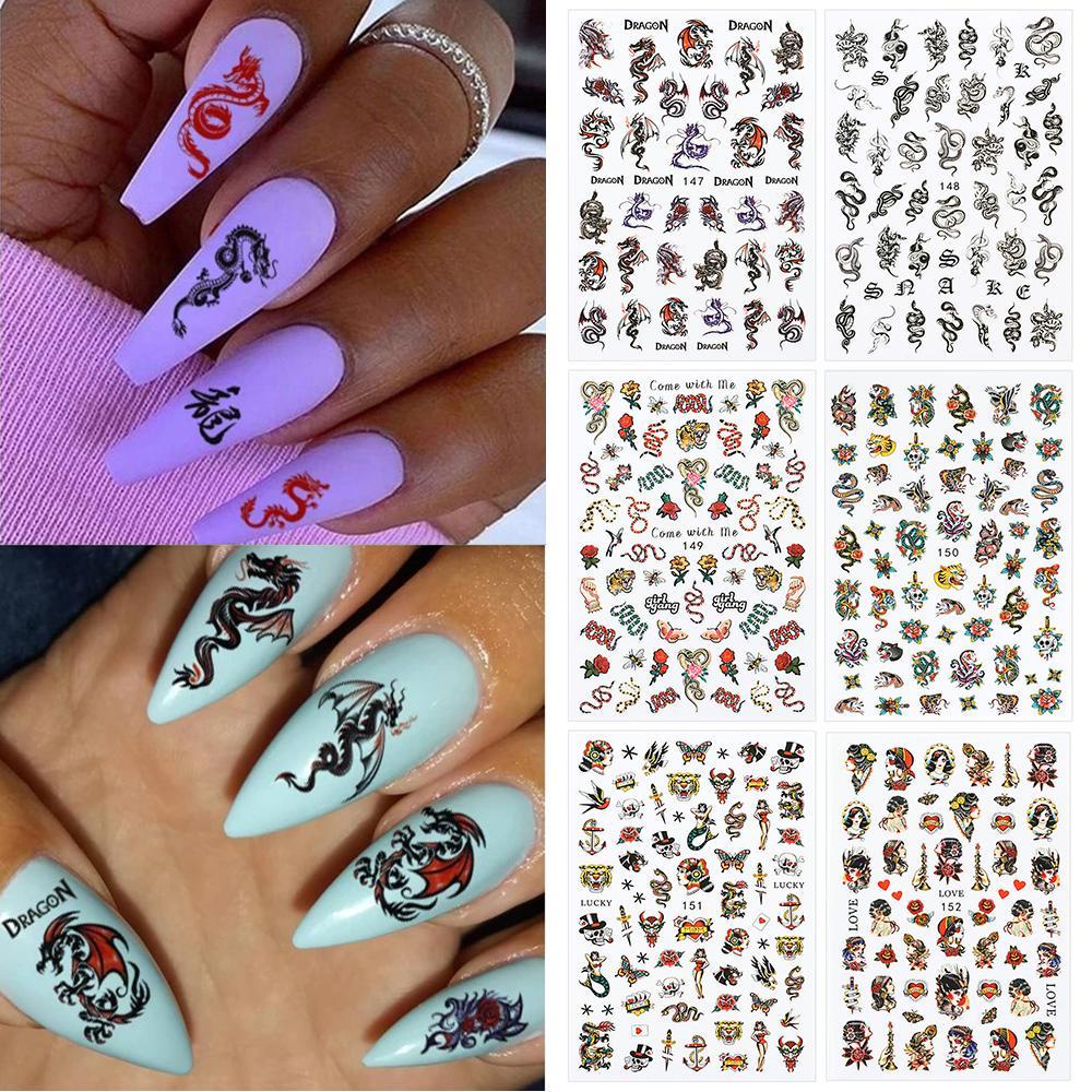 Miếng Dán Trang Trí Móng Tay Tự Dính Phong Cách Gothic