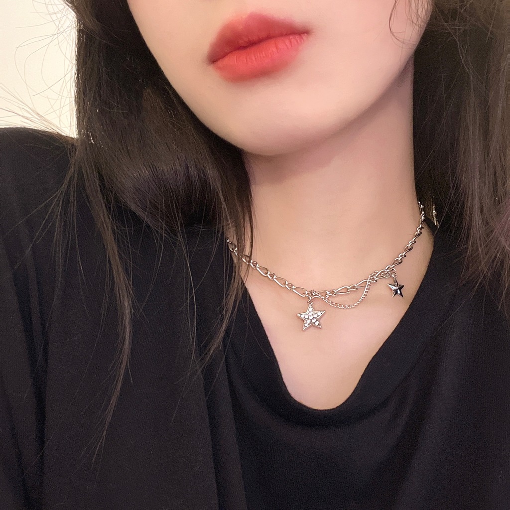 Vòng cổ Sợi Xích Mặt Ngôi Sao Phong Cách hip hop Harajuku Cá Tính