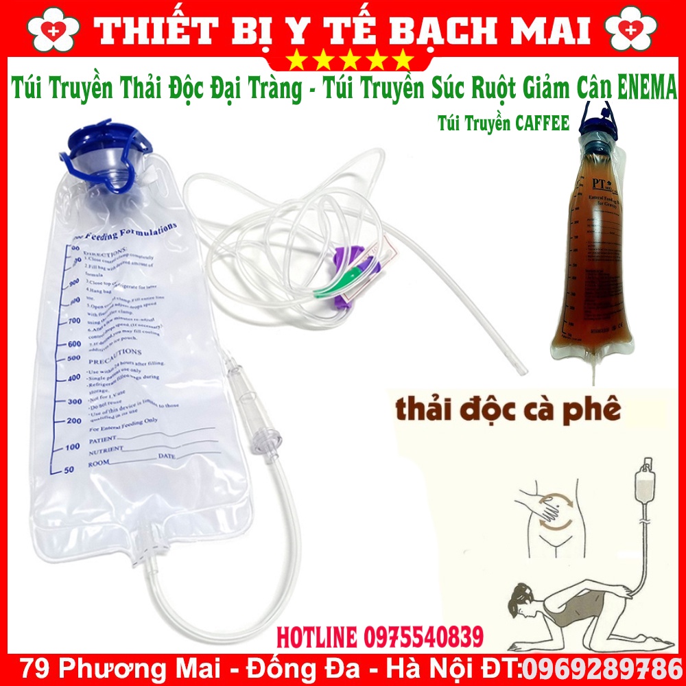 [TÚI + DÂY TRUYỀN] BỘ DỤNG CỤ TÚI TRUYỀN THẢI ĐỘC CAFE ENEMA, TÚI SÚC RUỘT THẢI ĐỘC ĐẠI TRÀNG CÀ PHÊ ENEMA 1200ML