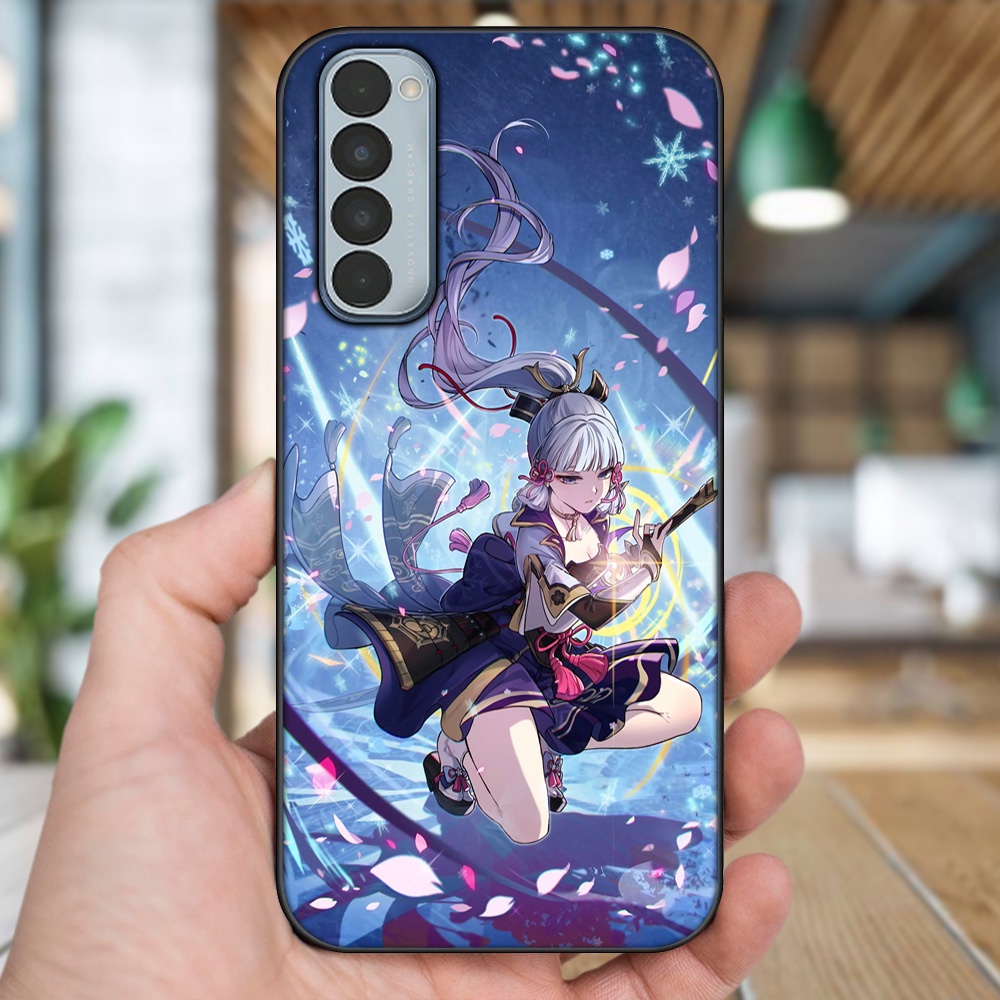 Ốp lưng Oppo Reno 4 Pro viền đen in hình Ayaka Genshin Impact