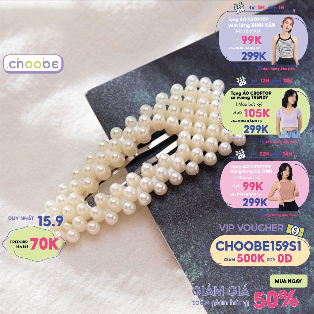 Kẹp tóc Choobe đính hạt xinh xắn, nhiều mẫu khác nhau, phong cách Hàn Quốc PK04