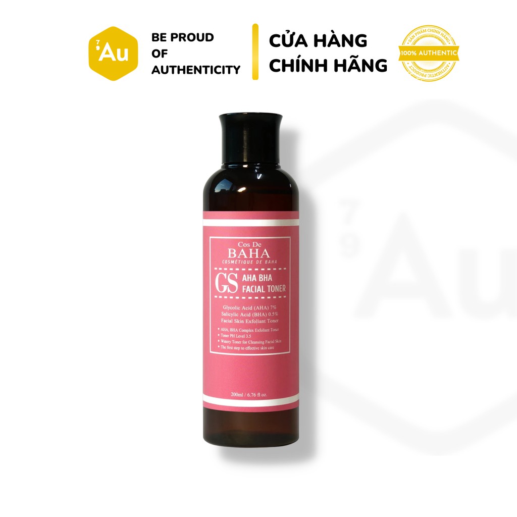 Cos De BAHA | Nước Cân Bằng Da Chứa AHA 7% &amp; BHA 0.5% - Hỗ Trợ Tẩy Da Chết &amp; Làm Sạch Lỗ Chân Lông 200ML (GS)