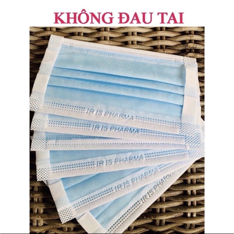 KHẨU TRANG IRIS PHARMA 4lớp KHÔNG ĐAU TAI