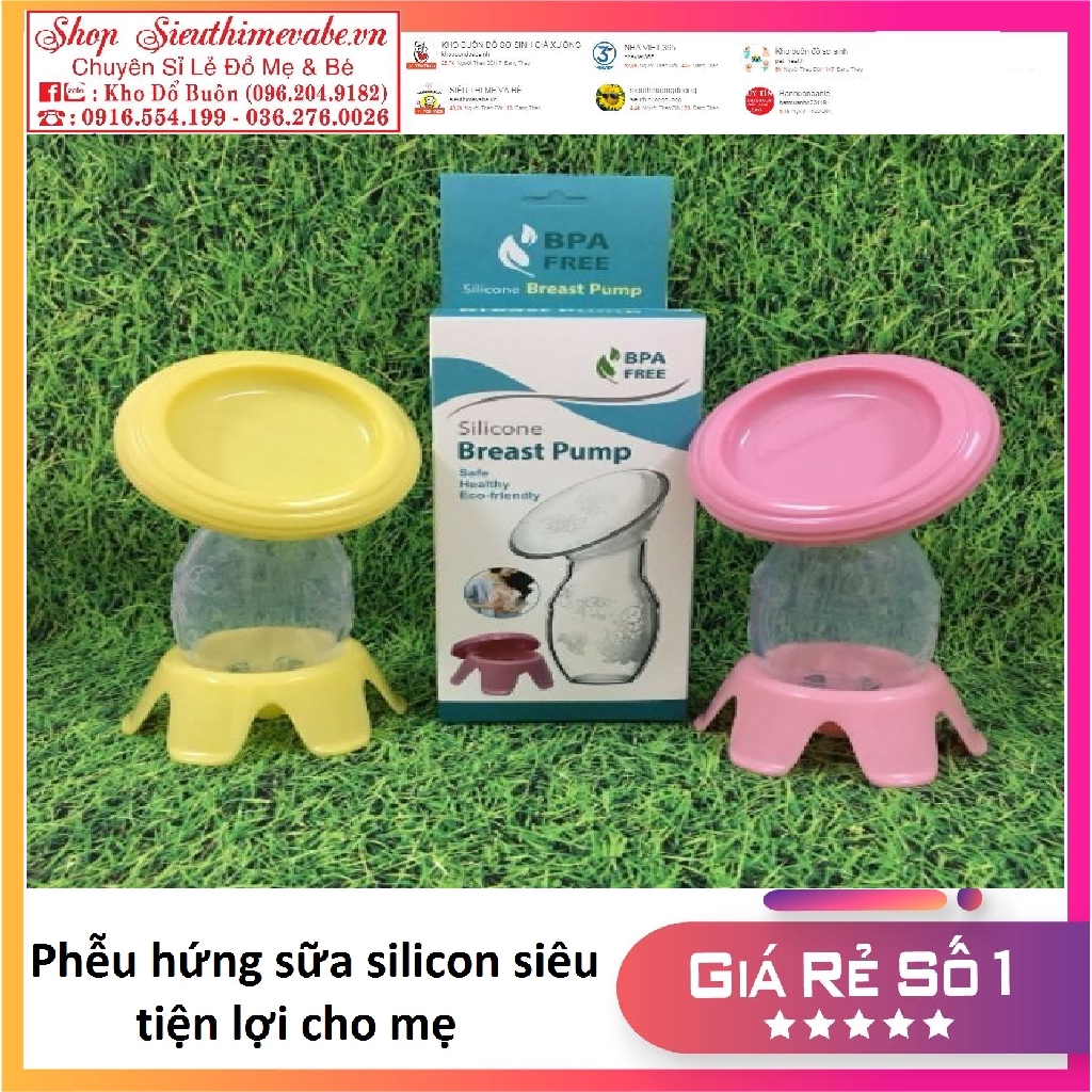 Phễu silicon hứng sữa tự động kèm nắp + chân đứng