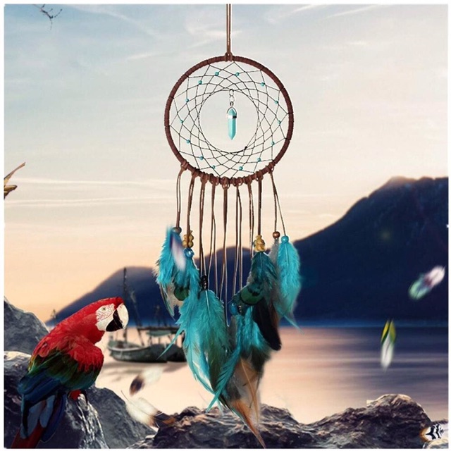 [ Làm Sẵn ] Dreamcatcher trang trí xanh nâu