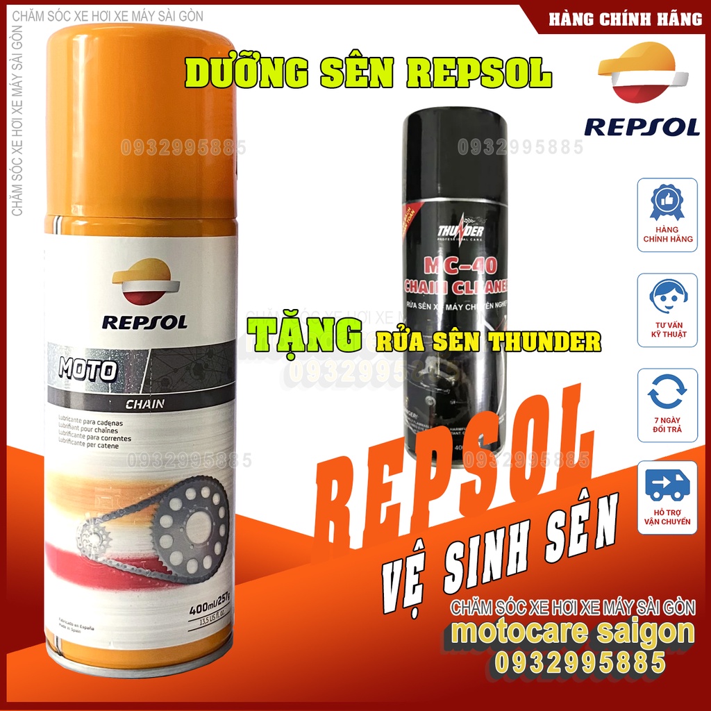 [TẶNG RỬA SÊN THUNDER] Xịt dưỡng bôi trơn sên xích xe máy Repsol