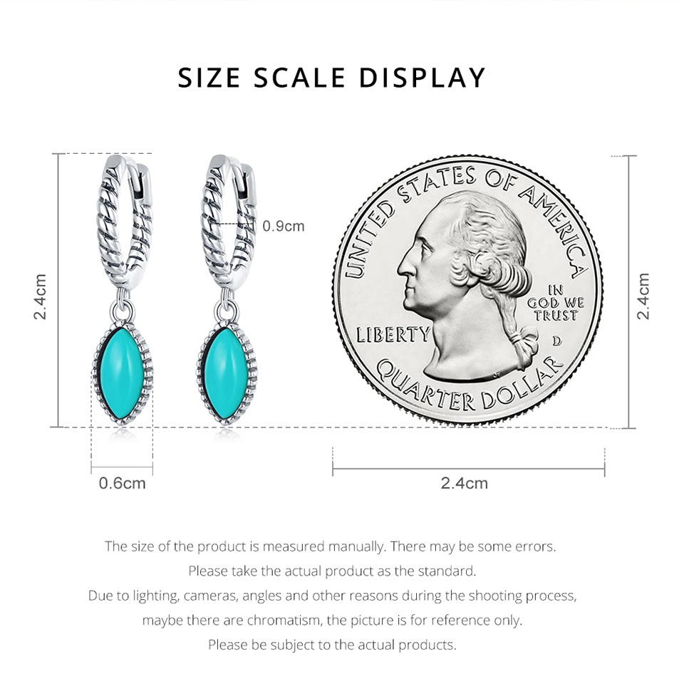 Khuyên tai BAMOER bạc 925 đính ngọc lam nhân tạo kiểu xoắn thời trang cho nữ