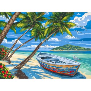 Tranh sơn dầu số hóa tự tô màu theo số có khung - [466] BIỂN THƠ MỘNG (40*50cm)