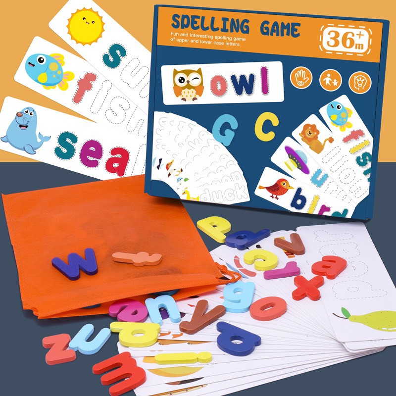 HỘP THẺ HỌC GHÉP CHỮ TIẾNG ANH SPELLING GAME CARD 52 CHỮ CÁI CAO CẤP