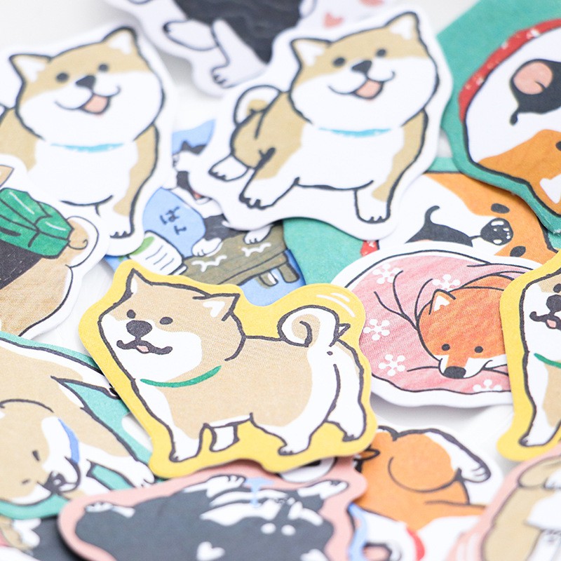 Túi Sticker Hình Chó Shiba Inu & Husky Siêu Dễ