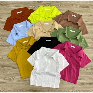Áo thun croptop cổ bẻ