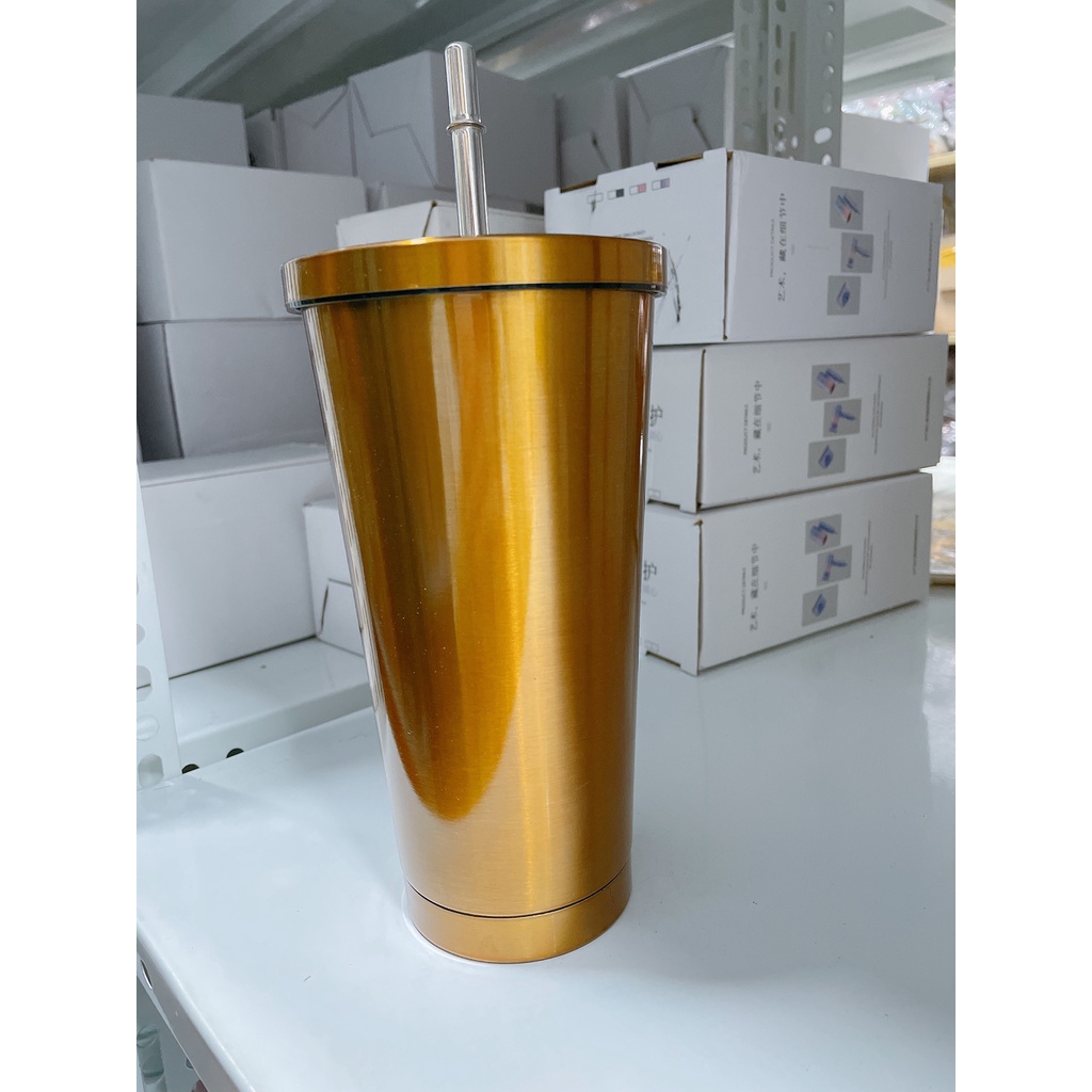 Ly giữ nhiệt kèm ống hút chất liệu inox dung tích 550ml