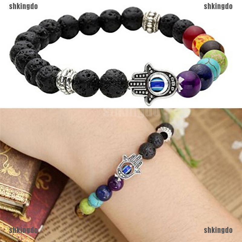 Vòng tay chuỗi hạt đá lửa luân xa trị liệu thời trang