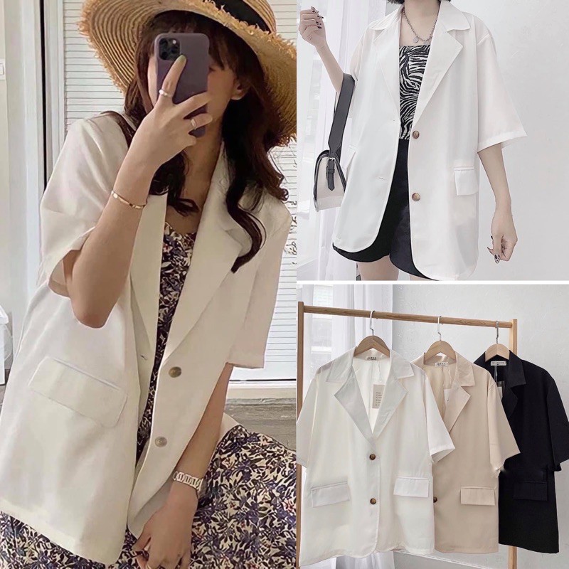 Áo Blazer Tay Ngắn Một Lớp 🌺FREESHIP🌺 Áo Vest Khoác Ngoài Ulzzang Style LAVUSA | BigBuy360 - bigbuy360.vn