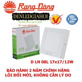 Đèn led ốp trần 12W, thân nhôm chính hãng Rạng Đông