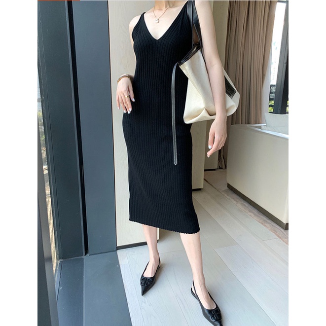 Đầm Dệt Kim Hai Dây Dáng Ôm Thời Trang Mùa Hè Cho Nữ