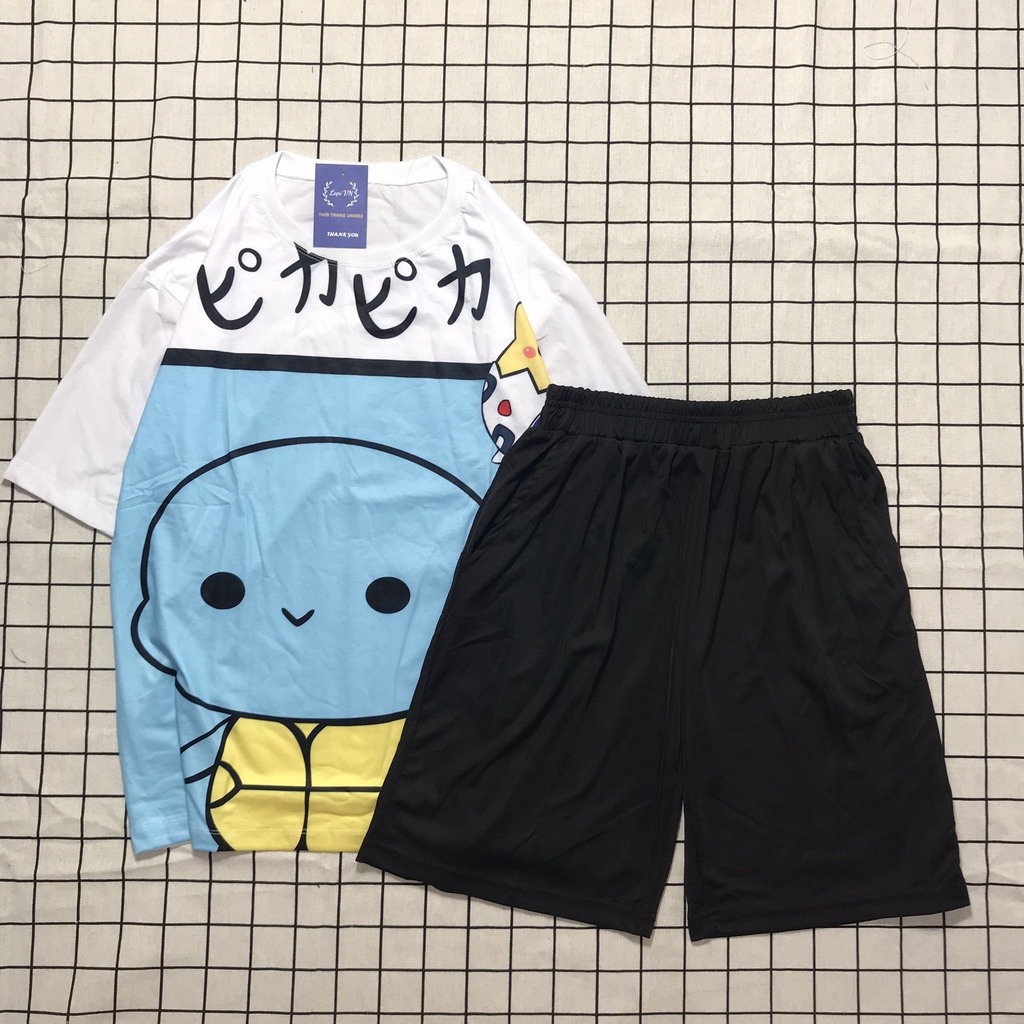 Đồ Bộ Hoạt Hình Unsiex Tay Lỡ Rùa Xanh Lapi VN, Đồ Bộ Cartoon, Freesize, Thun Cotton, Nam Nữ Đều Mặc Được