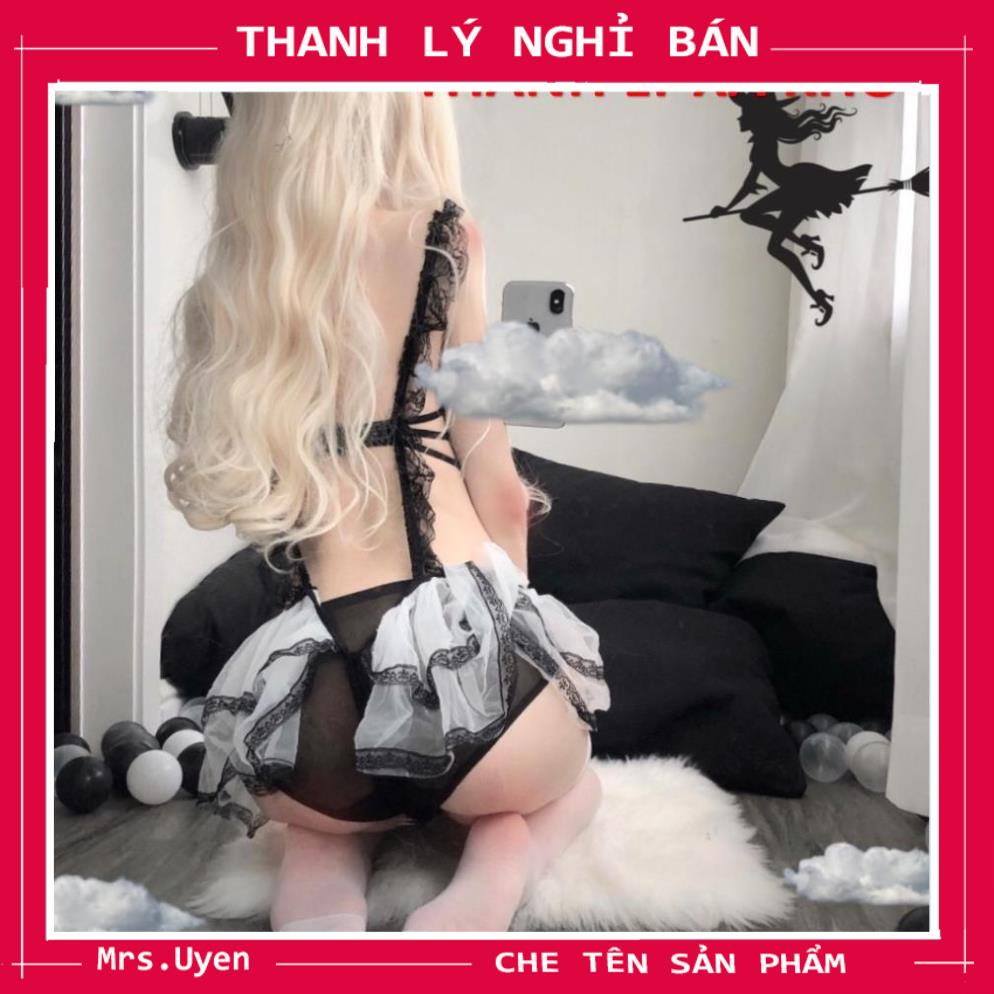 Váy ngủ cosplay hầu gái gợi cảm, Đầm ngủ ren dây DJ bốc lửa Mã HGD004 - trắng | BigBuy360 - bigbuy360.vn