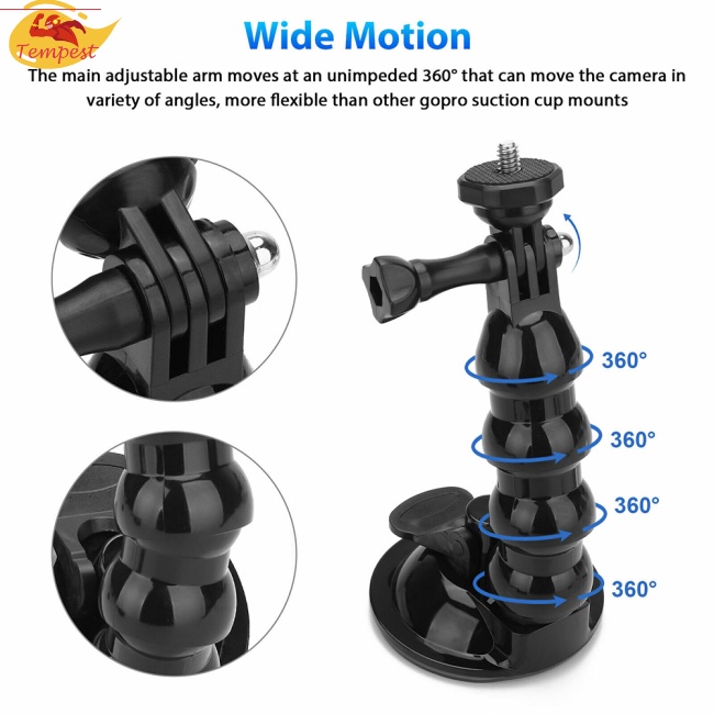 Giá Đỡ Điện Thoại/Máy Ảnh Gopro Action Có Giác Hút Điều Chỉnh Góc Gắn Xe Hơi