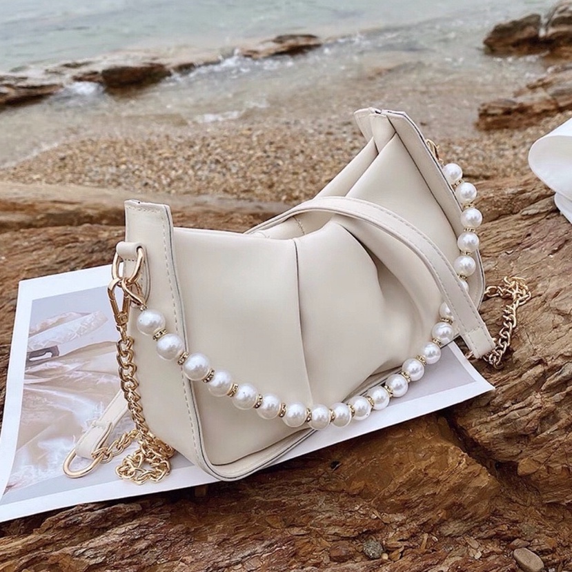 Túi xách nữ đeo chéo da gấp quai ngọc cao cấp sang chảnh hiện đại dành cho bạn gái CV31